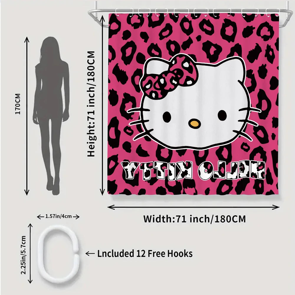 Minisocraft Hello Kitty Bathroom Four-Piece Set Waterproof Shower Curtain