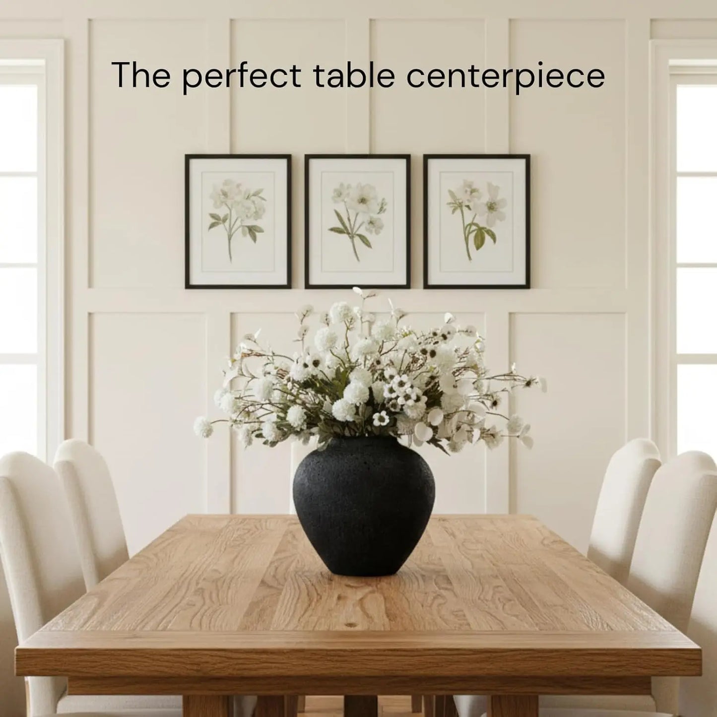 Round Vase With Rustic Modern Farmhouse Centerpiece