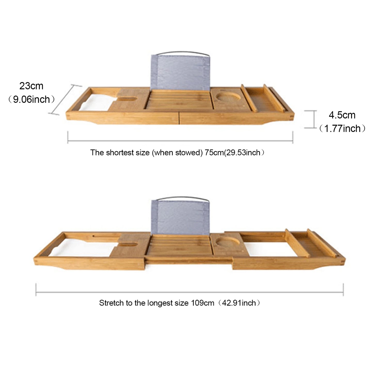 Bamboo Bathtub Tray Caddy Over Tub Shelf Organizer