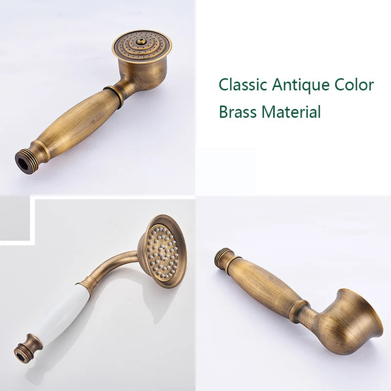 nekjcag Antique Brass Dual-Handle Shower System Faucet