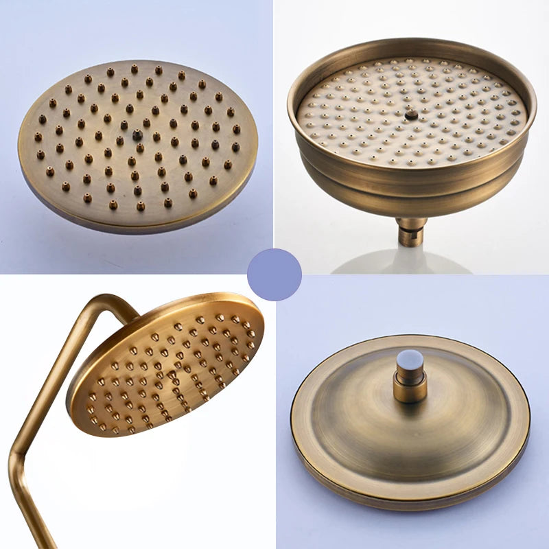 nekjcag Antique Brass Dual-Handle Shower System Faucet