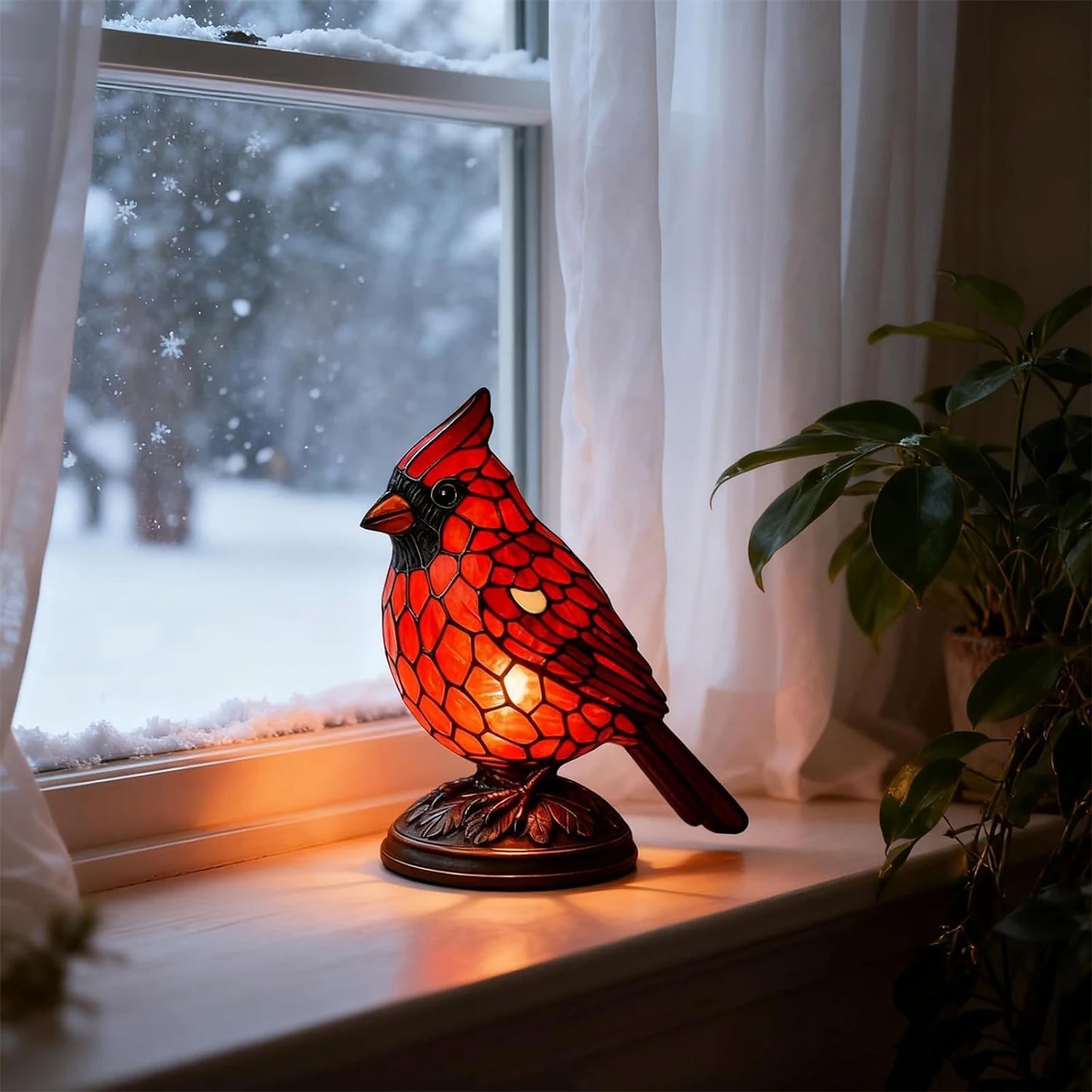 Cardinal Resin Table Lamp Night Light For Living Room Decor