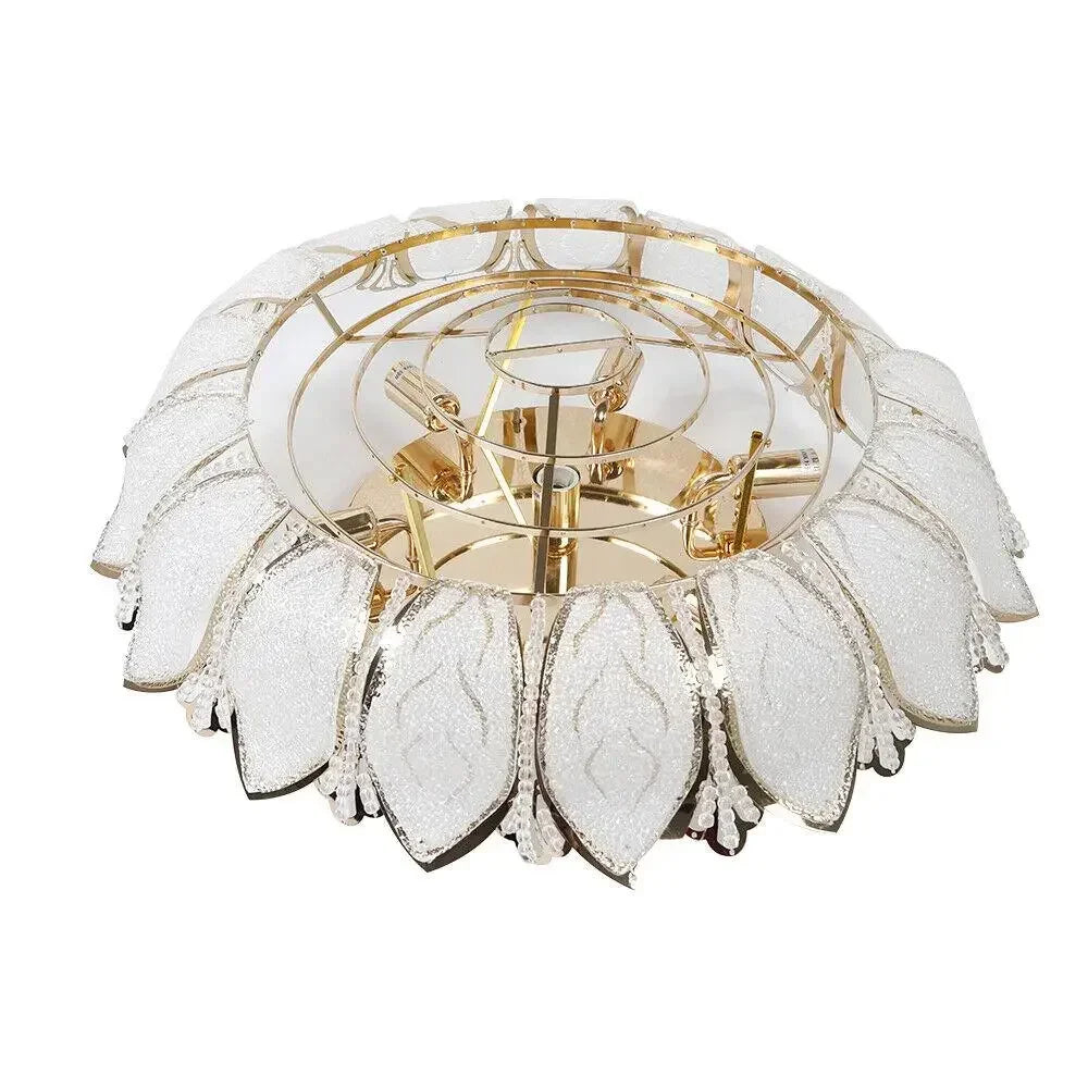Crystal Lotus Flush Mount Ceiling Light Bedroom And Living Room
