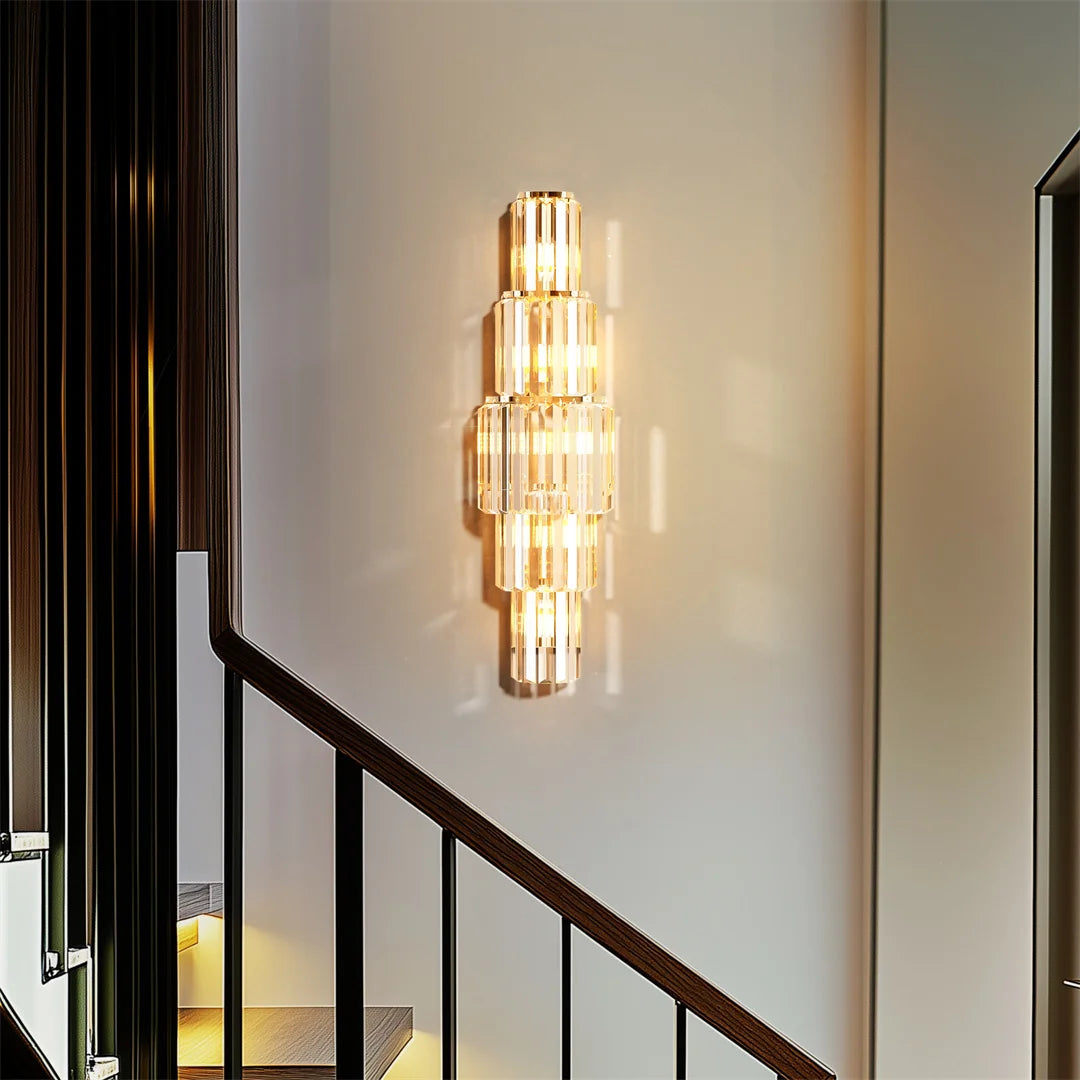 LUVODI Modern Crystal Wall Lamp 3-Layer Sconce Light E14 LED