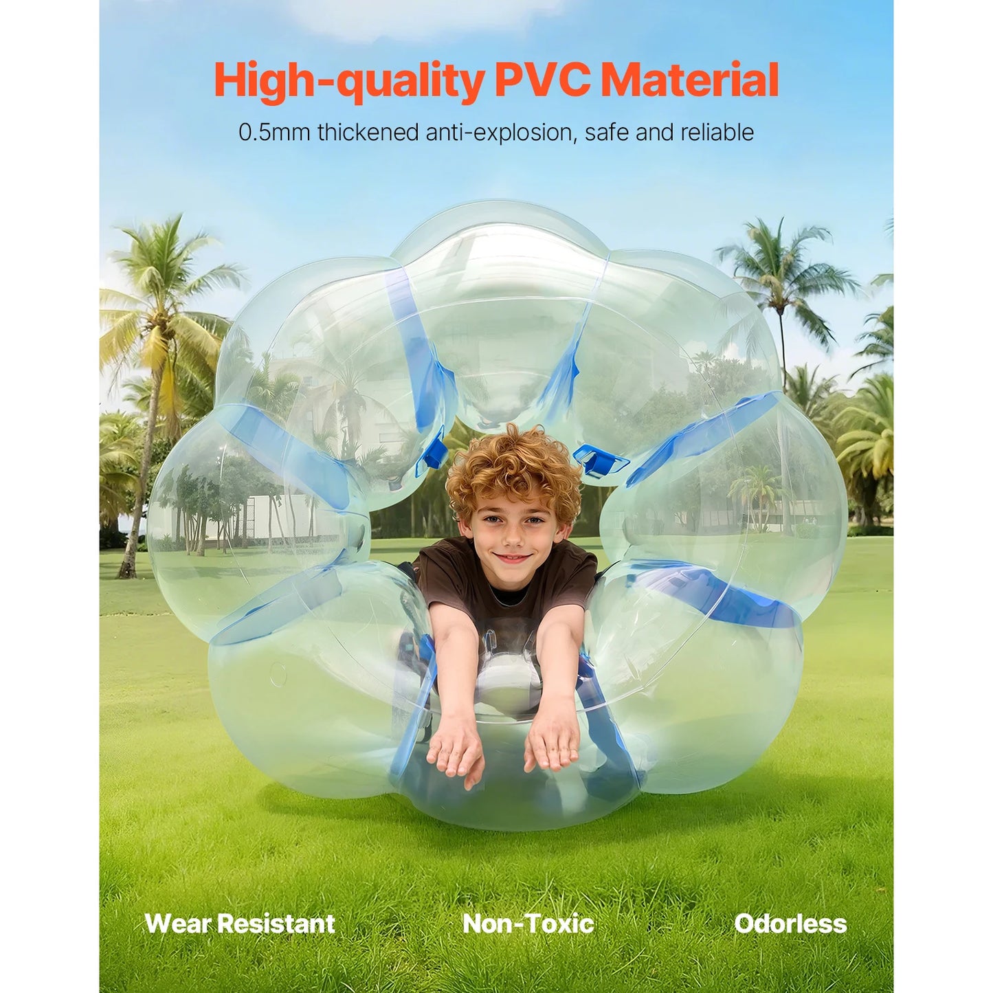 SucceBuy Inflatable Bumper Balls 1-Pack 4FT/1.2M Body Sumo Zorb Ball Durable Thick PVC Human Hamster Bubble Knocker for Outdoor