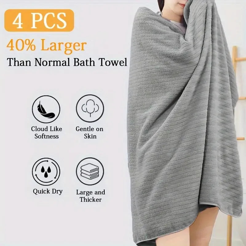 Oversized Bath Towels Set Ultra Soft Microfiber Absorbent