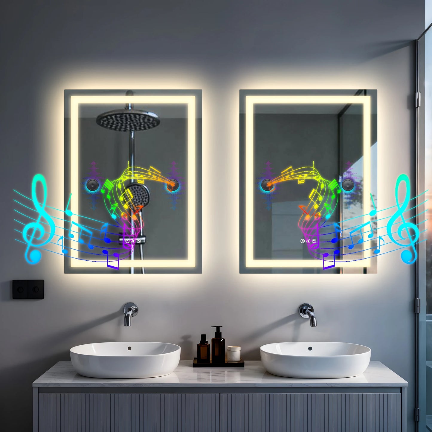 BORWART LED Bathroom Mirror With Bluetooth Dimmable Memory Lighting