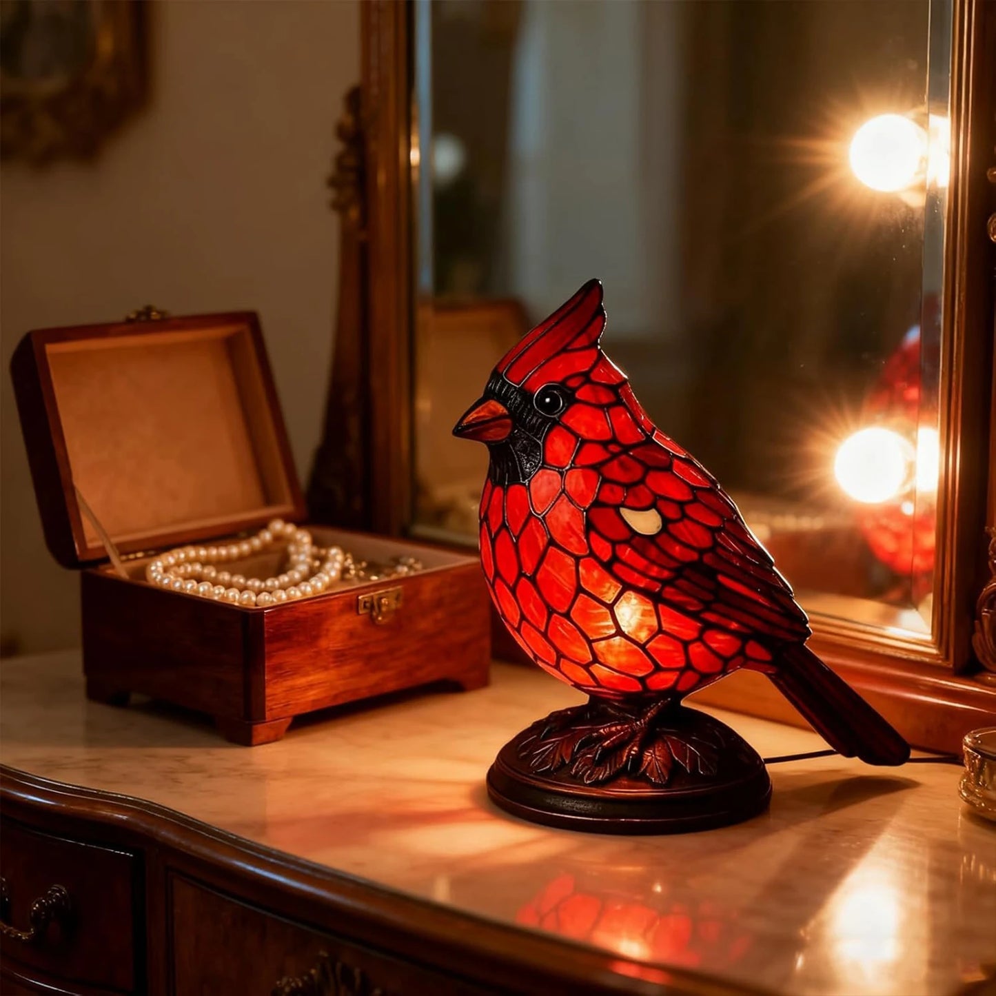 Cardinal Resin Table Lamp Night Light For Living Room Decor