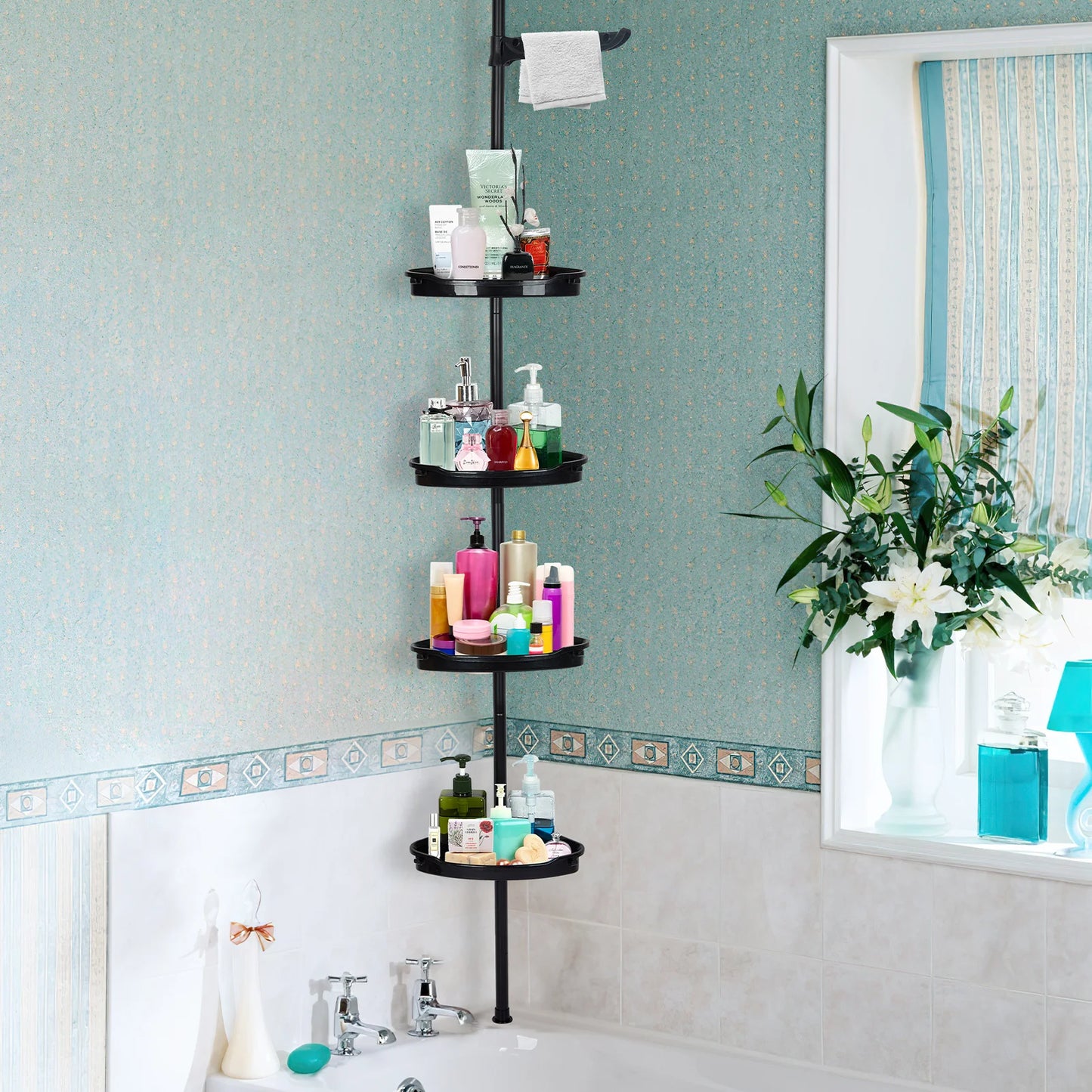 HobbyLane 4-Tier Telescopic Corner Shower Organizer Rack