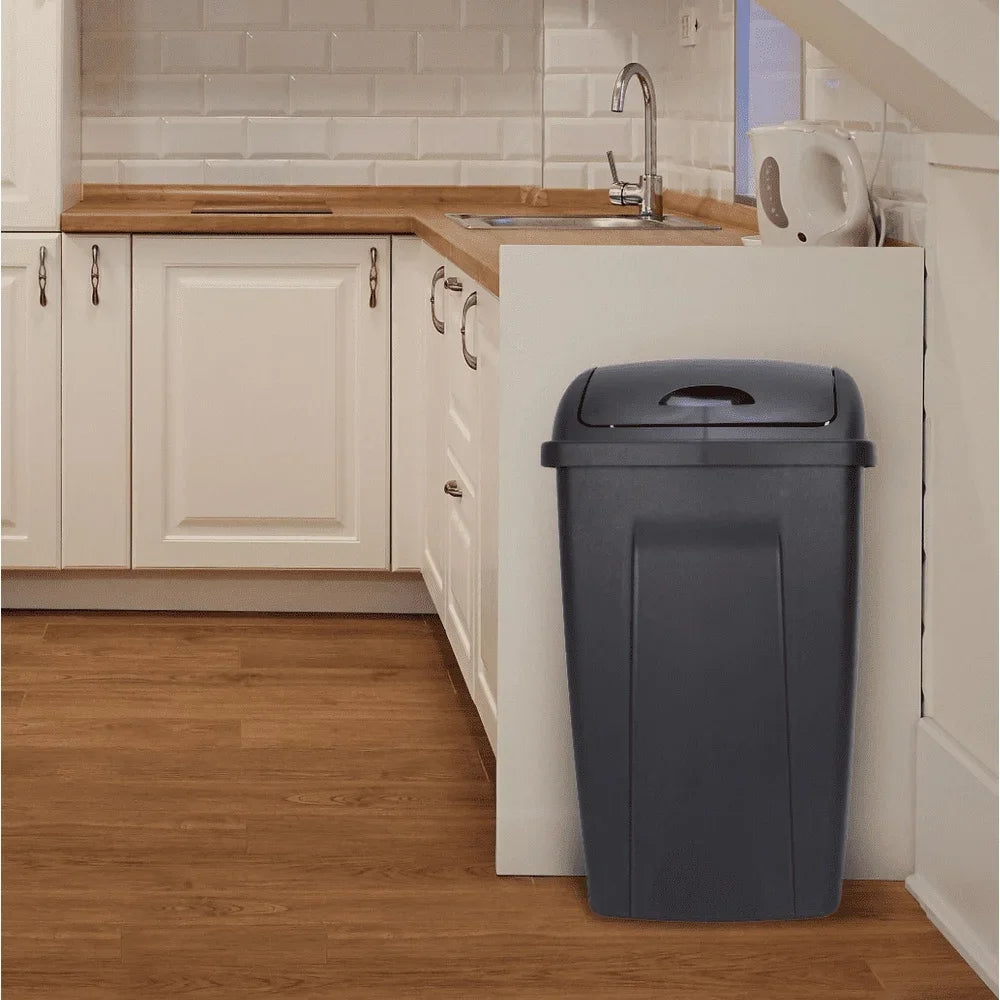 NONECN Swing Top Plastic Trash Can For Indoor Use
