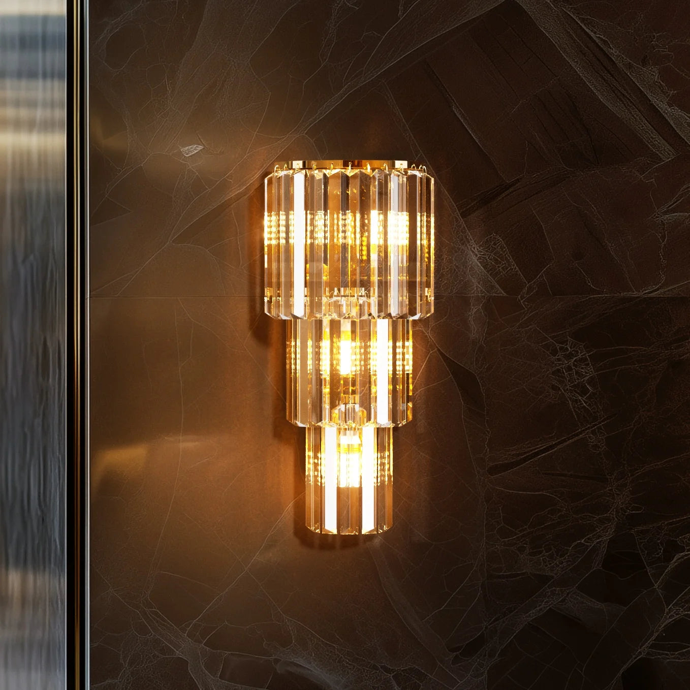 Crystal Wall Lamp 3 Layer Sconce Light E14 Led Modern