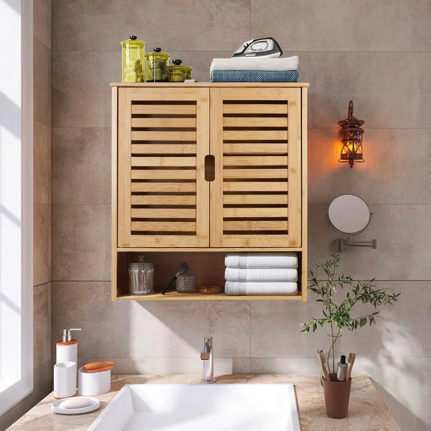 WisforFininsh Wall Mounted Bathroom Medicine Cabinet With Adjustable Shelves