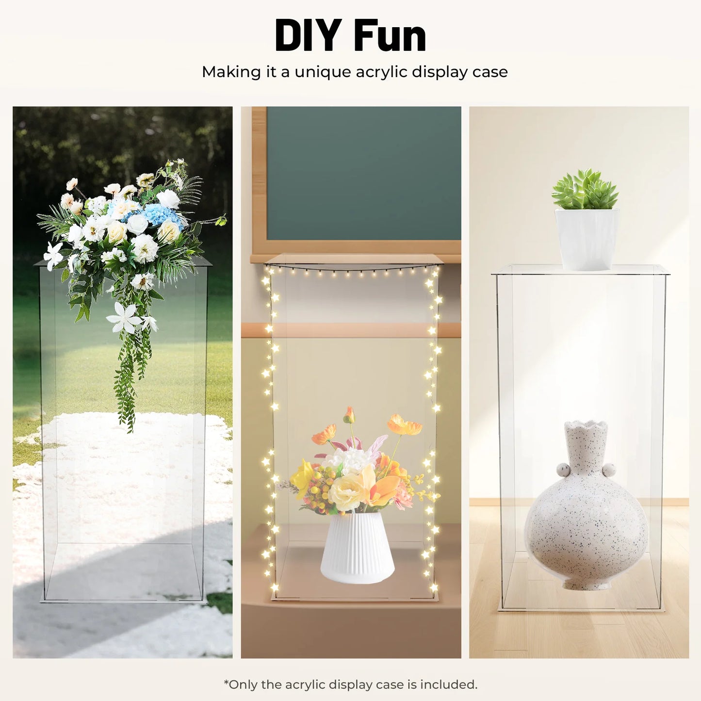 Acrylic Display Stand Clear Rectangular Display Case 3kg Load Bearing