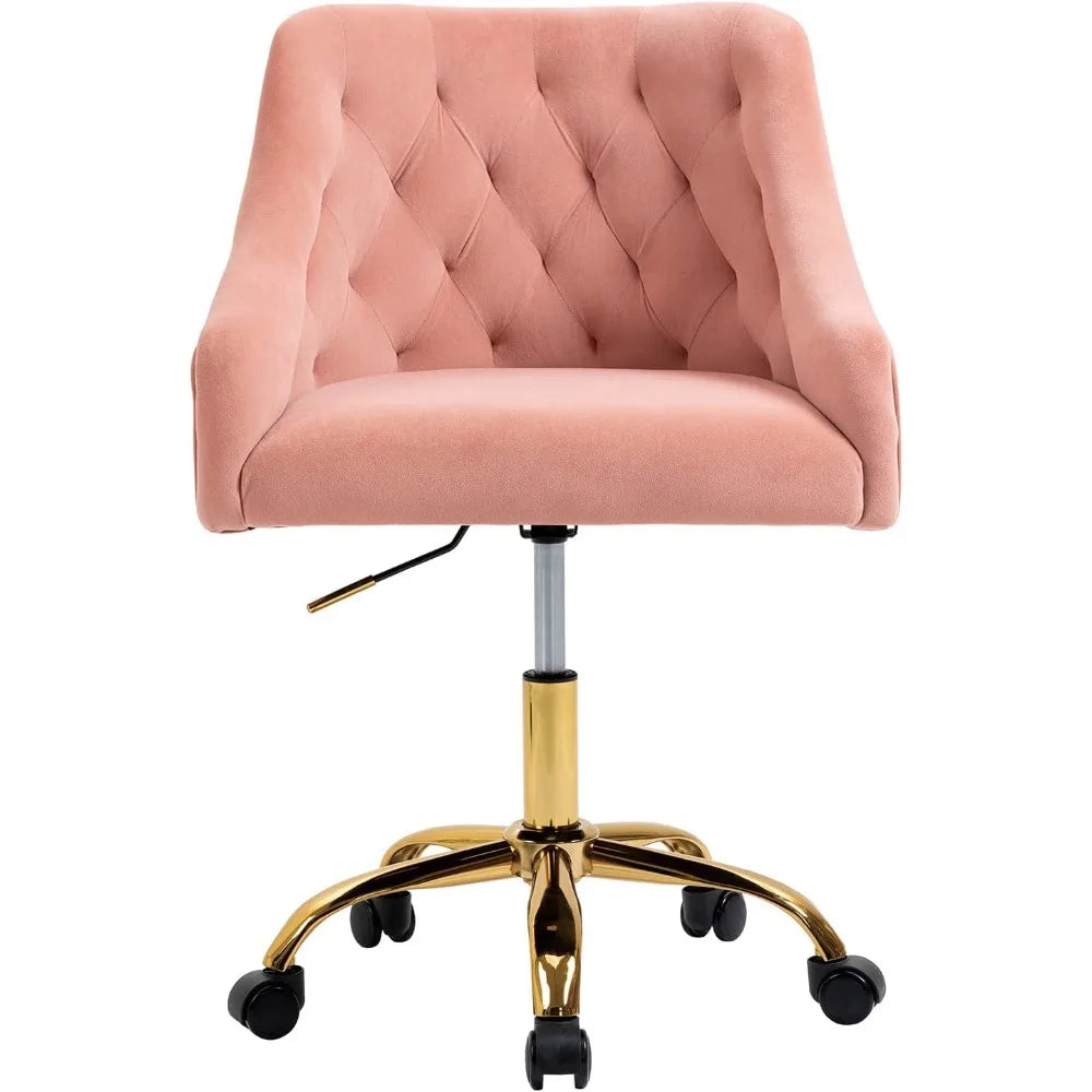Modern Velvet Office Desk Chair Height Adjustable Mid Back