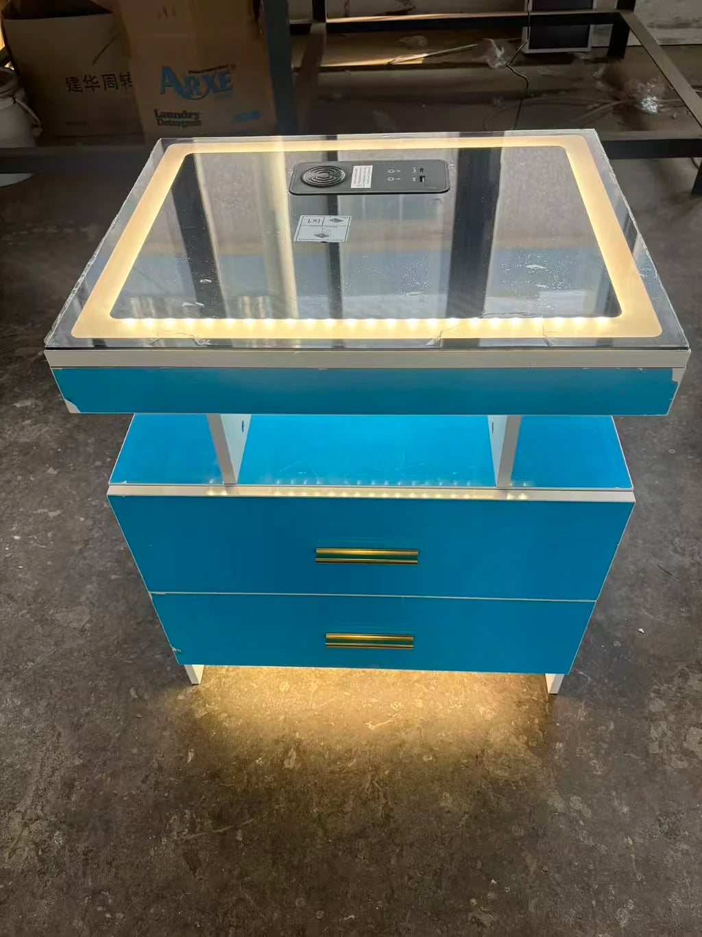 JDPAG LED Nightstand With Wireless Charging And Two Drawers