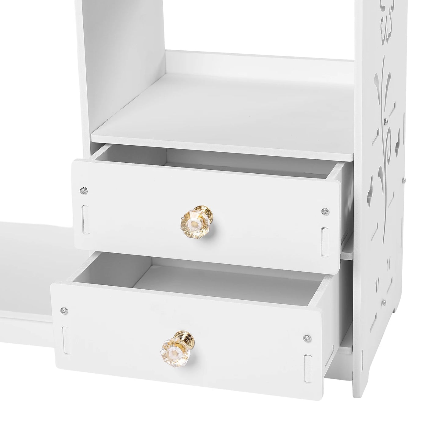 Wall-Mounted Bathroom Cabinet with 2 Drawers, White Bathroom Organizer Shelf for Storage, for Bathroom, Bedroom, 38*18*43cm
