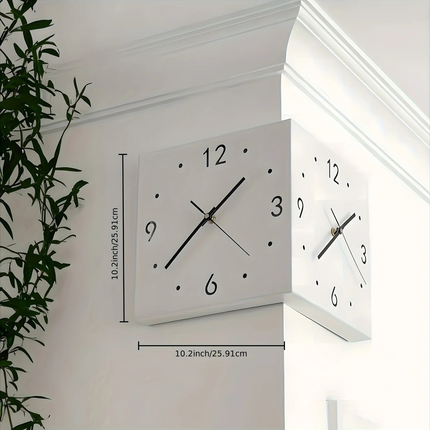 Double Sided Luminous Corner Wall Clock Mute Quartz