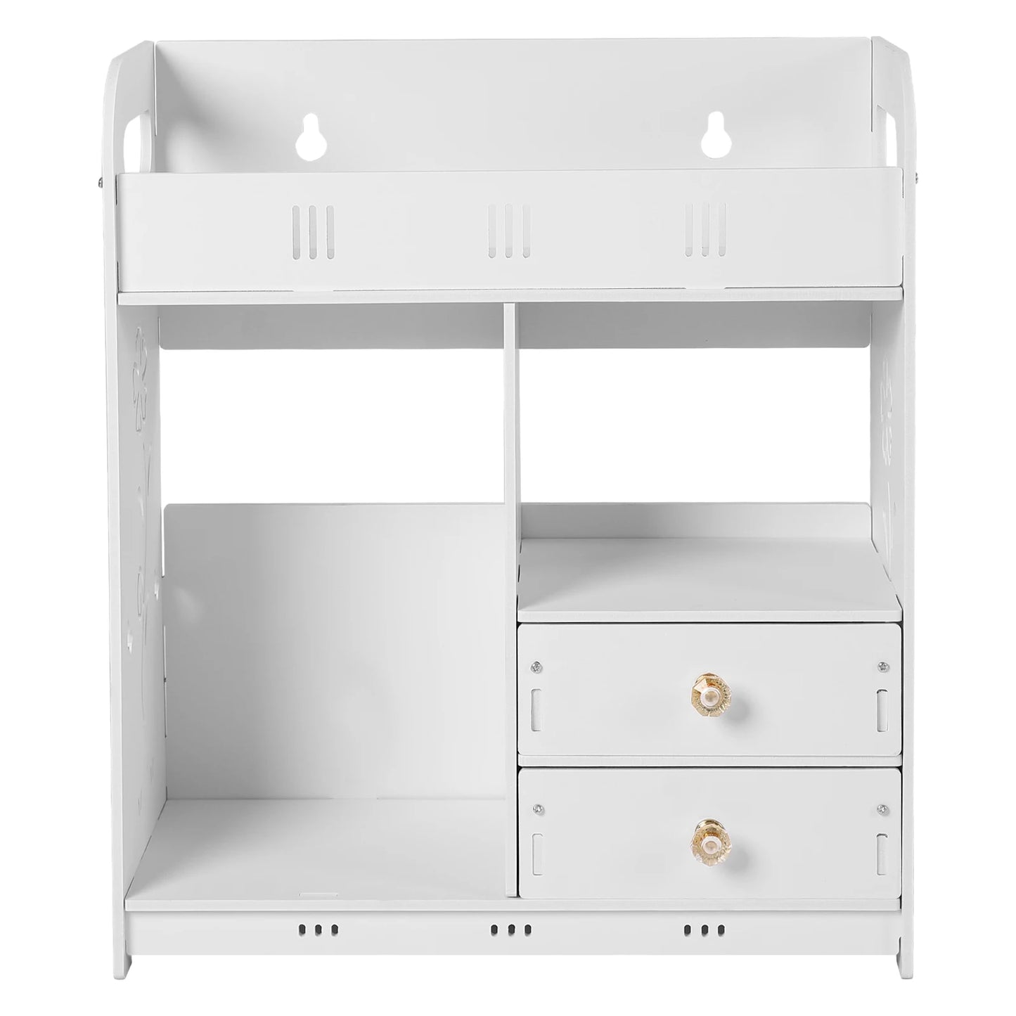 Wall-Mounted Bathroom Cabinet with 2 Drawers, White Bathroom Organizer Shelf for Storage, for Bathroom, Bedroom, 38*18*43cm
