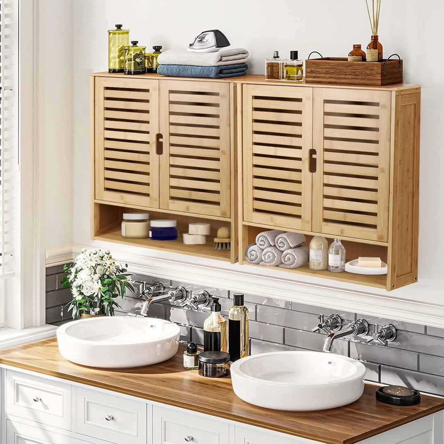 WisforFininsh Wall Mounted Bathroom Medicine Cabinet With Adjustable Shelves