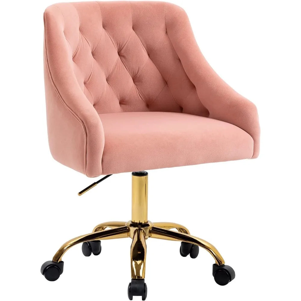 Modern Velvet Office Desk Chair Height Adjustable Mid Back