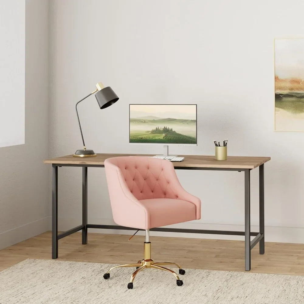 Modern Velvet Office Desk Chair Height Adjustable Mid Back