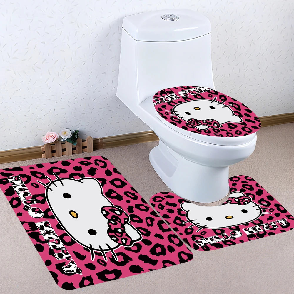 Minisocraft Hello Kitty Bathroom Four-Piece Set Waterproof Shower Curtain