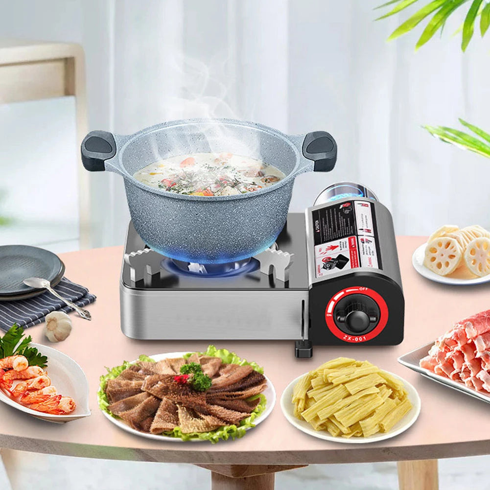Portable Gas Stove Adjustable Butane Camping Stove Windproof Cassette Furnace for Indoor & Outdoor Cooking