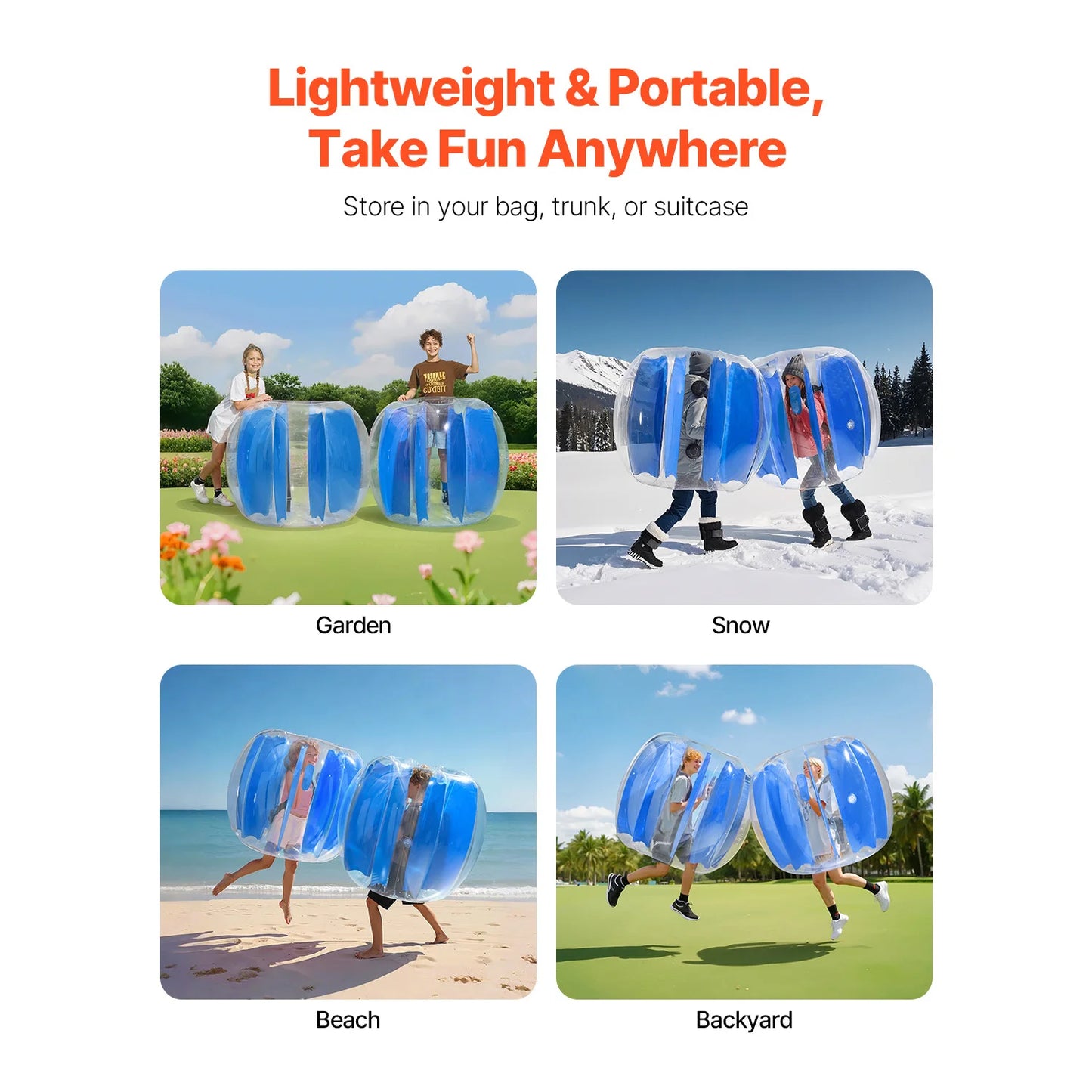 SucceBuy Inflatable Bumper Balls 1-Pack 4FT/1.2M Body Sumo Zorb Ball Durable Thick PVC Human Hamster Bubble Knocker for Outdoor