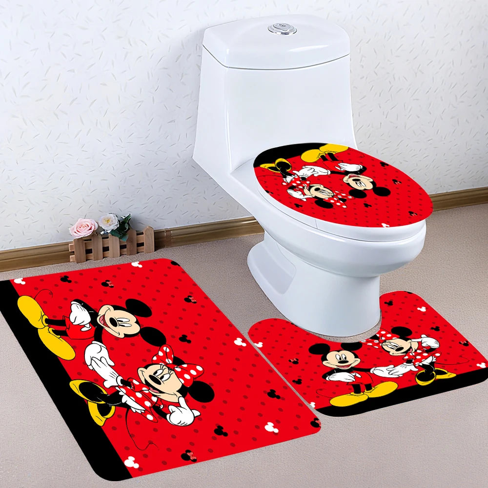 MINISOCraft Disney Mickey Mouse Bathroom Four Piece Kit With Shower Curtain