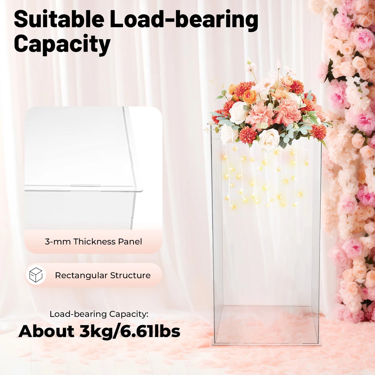 Acrylic Display Stand Clear Rectangular Display Case 3kg Load Bearing