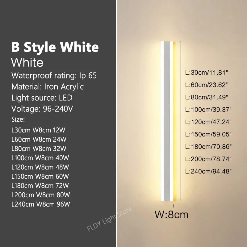 FLDY Wall Lamp Outdoor Waterproof LED Garden Light Minimalist Strip