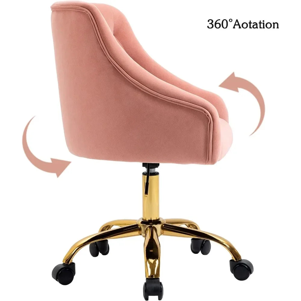 Modern Velvet Office Desk Chair Height Adjustable Mid Back