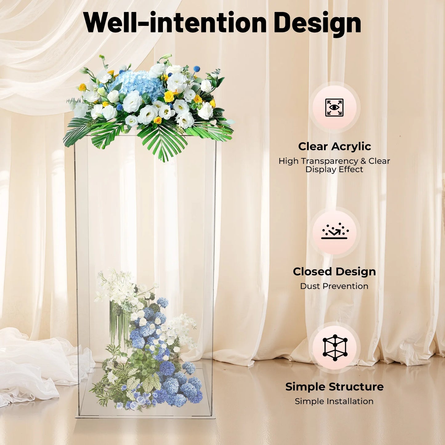 Acrylic Display Stand Clear Rectangular Display Case 3kg Load Bearing