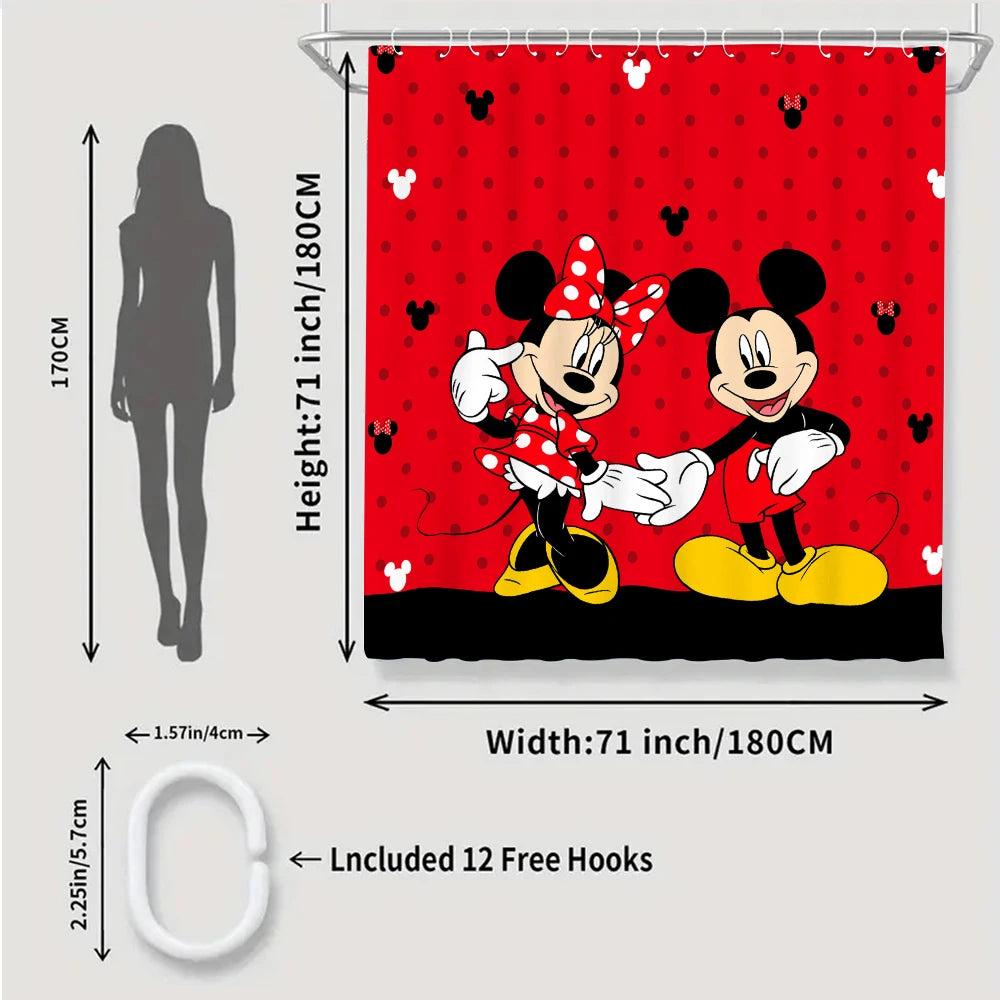 MINISOCraft Disney Mickey Mouse Bathroom Four Piece Kit With Shower Curtain