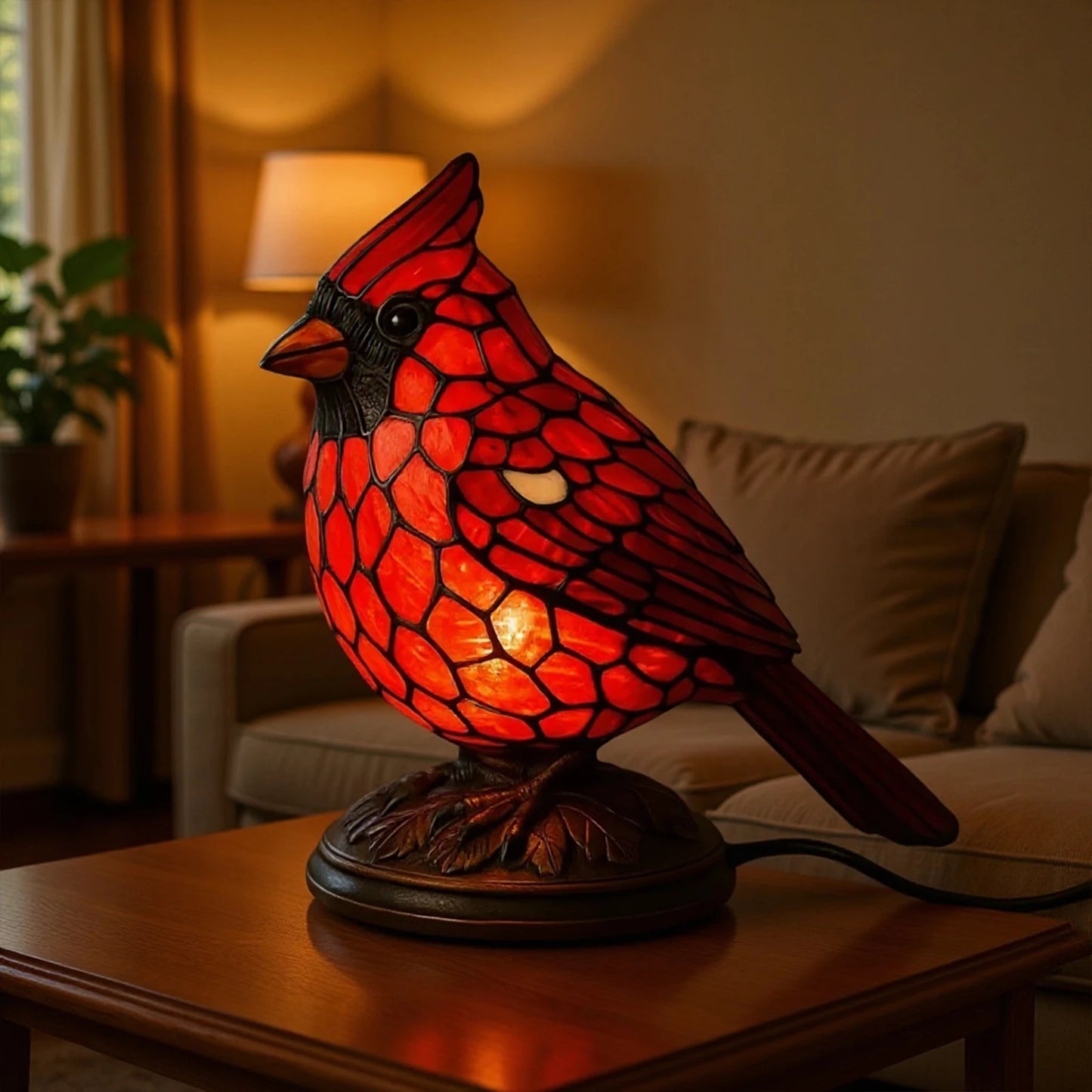 Cardinal Resin Table Lamp Night Light For Living Room Decor