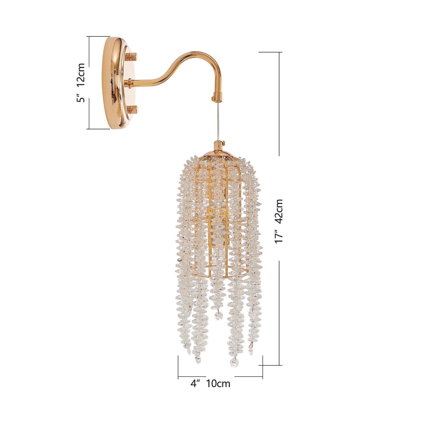 ARLGSITE Set Of 2 Crystal Bead String Wall Sconces E12 Bulb Socket