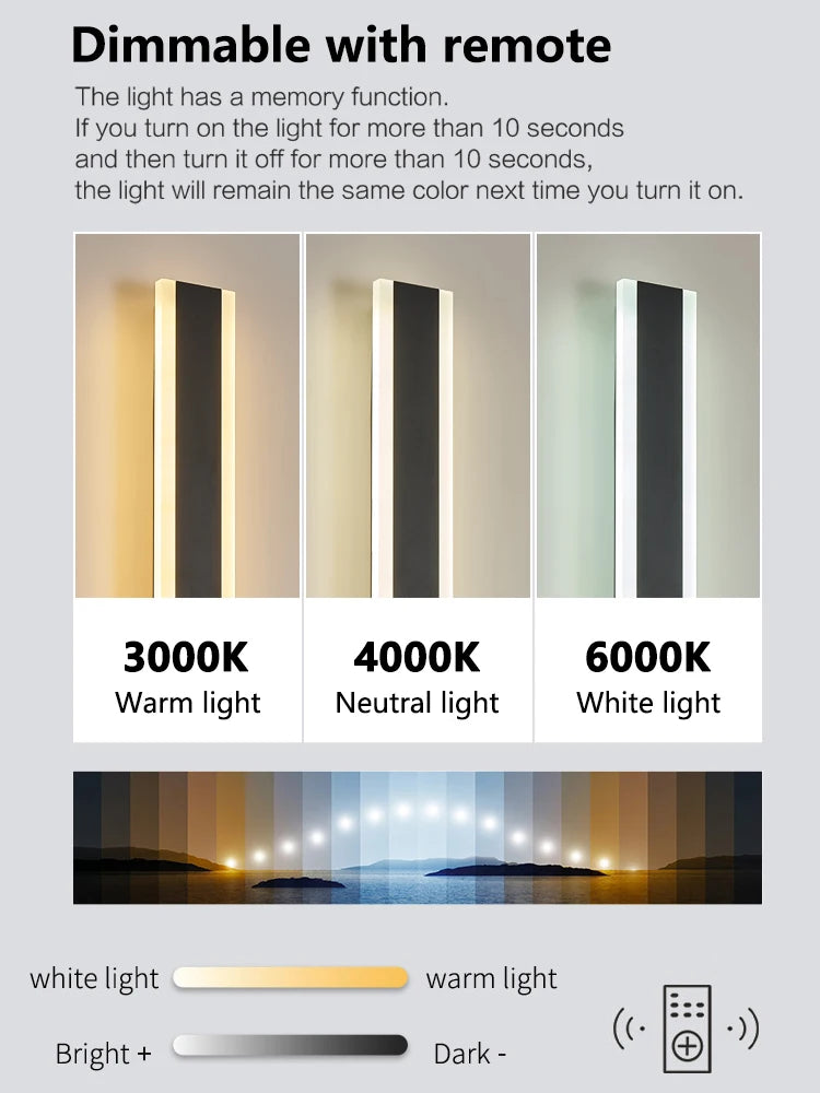 FLDY Wall Lamp Outdoor Waterproof LED Garden Light Minimalist Strip