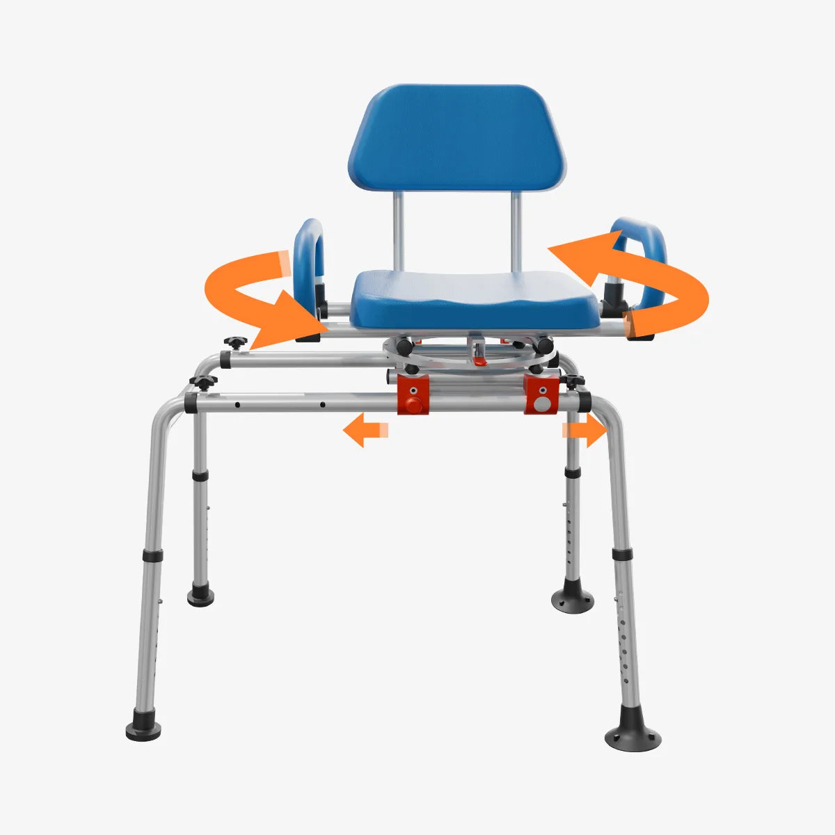 Adjustable Height Sliding Shower Chair with Swivel Seat - Foldable Bathtub Transfer Bench for Elderly, Removable Armrests