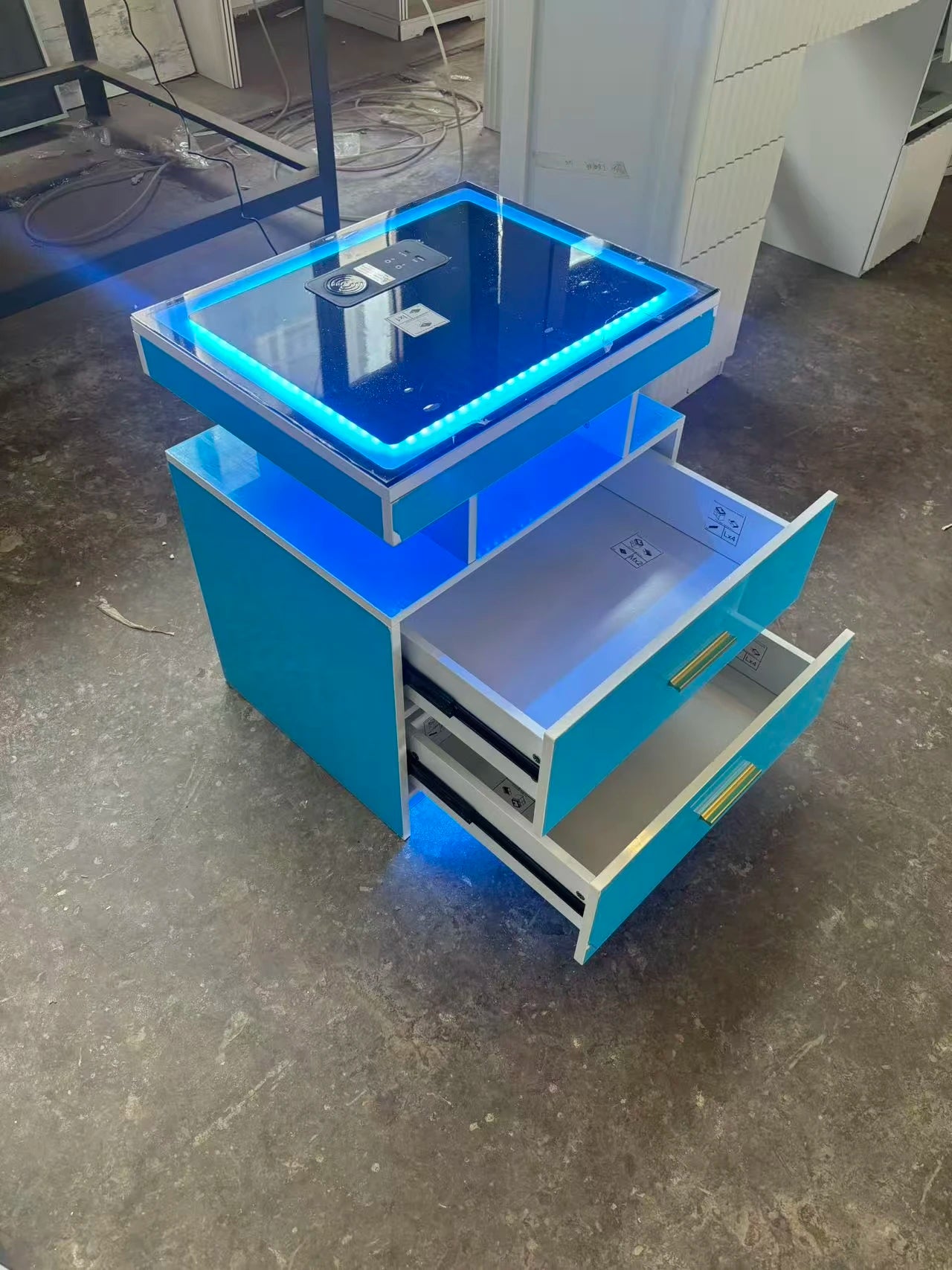 JDPAG LED Nightstand With Wireless Charging And Two Drawers