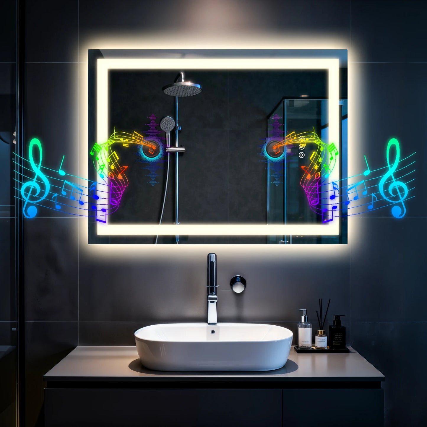 BORWART LED Bathroom Mirror With Bluetooth Dimmable Memory Lighting